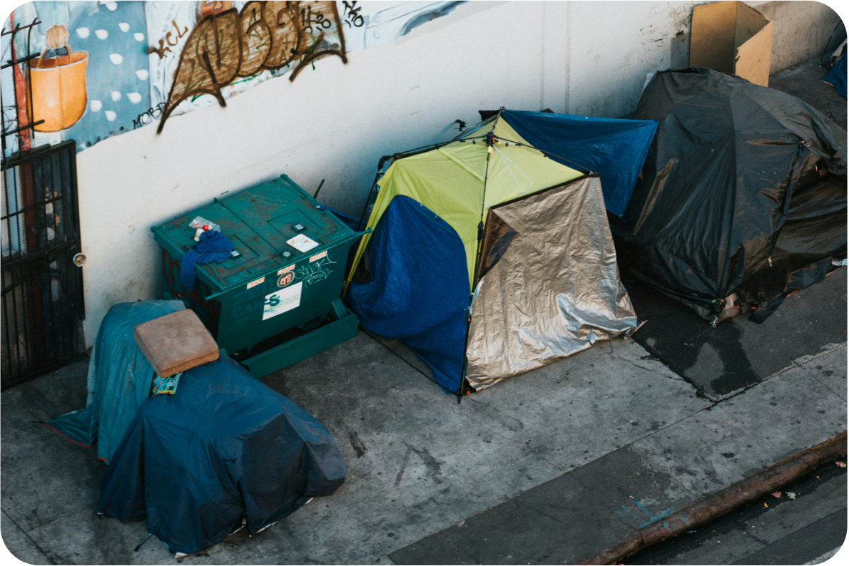 Obdachlose Zelte